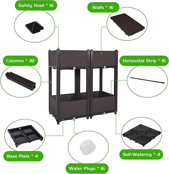 D'vine Dev Raised Beds - Elevated Garden Box with Drainage Plug, Standing Planter Beds for Vegetable/Flower/Herb Gardening Kit, RGB-4