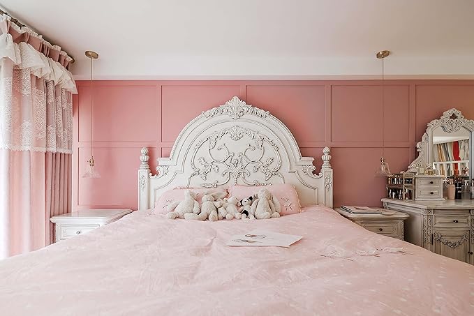 Dimoon 78.7''x17.7'' Pink Peel and Stick Wallpaper Contact Paper Modern Self Adhesive Wall Paper Removable Renter Friendly Textured Solid Color Shelf Cabinet Vinyl Roll (78.7''x17.7'',Rose Pink)