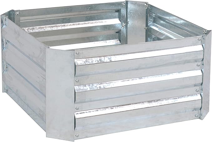 Sunnydaze 11.75" H Raised Metal Garden Bed - Galvanized Raised Garden Bed Outdoor for Vegetables and Flowers - Silver - Square