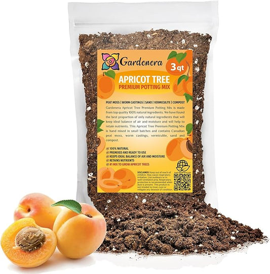 Premium Apricot Potting Soil Mix - Ideal Nutrient Blend for Growing Robust, Flavorful, and Bountiful Apricots - 3 Quart