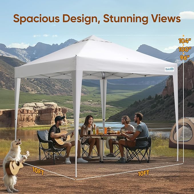 Quictent 10x10 Pop Up Canopy Tent - Instant Setup Gazebo for 1 Person, Portable & Compact, Waterproof & UV Protection, Ideal for Camping, Beach, Parties, and Outdoor Events