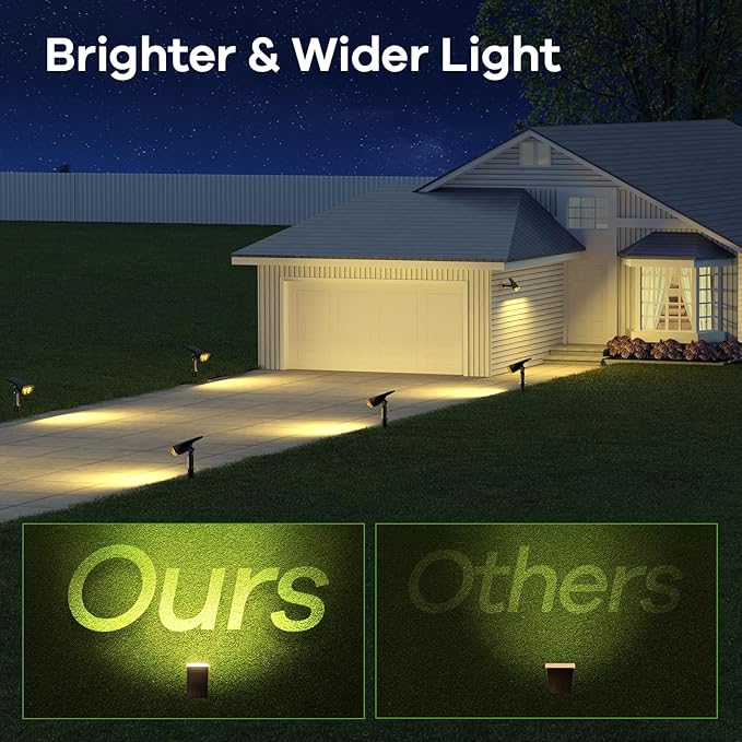 Consciot Solar Spotlights Outdoor, IP67 Waterproof 2-in-1 Solar Spot Lights, Durable Christmas Decorations Lights for Garden Yard Pathway Driveway Porch Walkway, Auto On/Off, 2 Pack(Warm White)