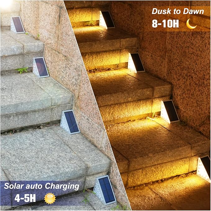 VOLISUN Solar Stair Lights 16 Pack, Solar Step Lights Outdoor Waterproof IP67, LED Outdoor Step Light
