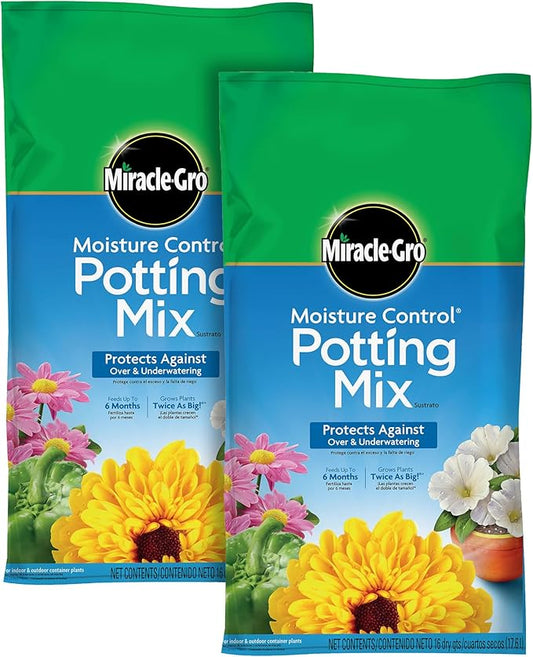 Miracle-Gro Moisture Control Potting Mix for Outdoor and Indoor Plants, 16 qt. 2-Pack