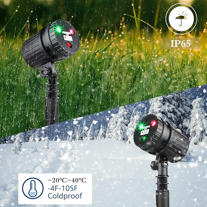 Christmas Laser Lights Projector Outdoor, Projector Lights Landscape Spotlight Red and Green Star Show with Xmas Decoration Patterns for Indoor Outdoor Garden Patio Wall Yard