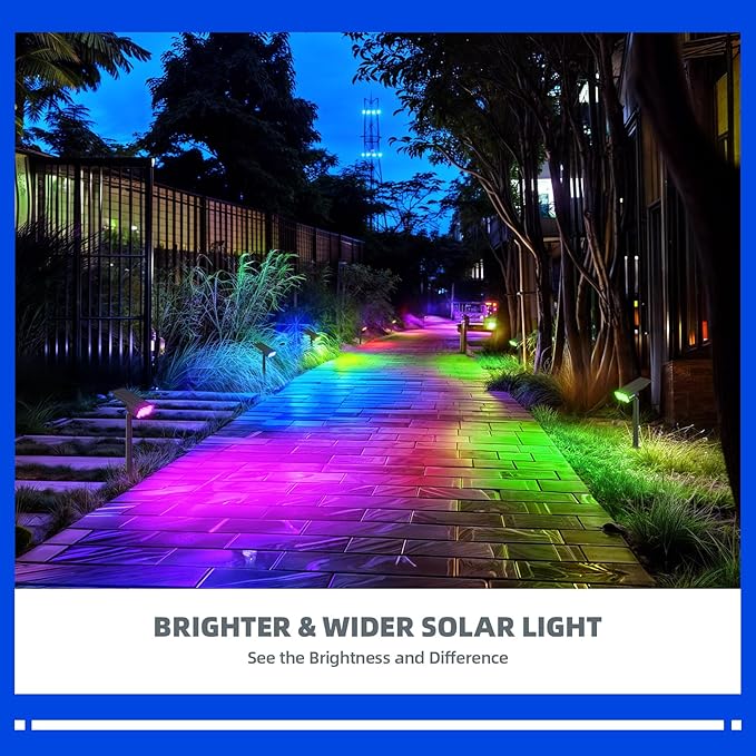 Barrina WRGB Solar Lights Outdoor, Color Changing Solar Landscape Lighting with 360° Horizontal Adjustable, RGB Solar Spotlights Outdoor for Outside, 6 Packs