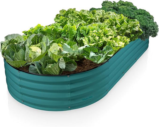 Galvanized Raised Garden Beds Outdoor // 6×3×1 ft Planter Raised Beds for Gardening, Vegetables, Flowers // Large Metal Garden Box // Patented Tool-Free Design (Turquoise)