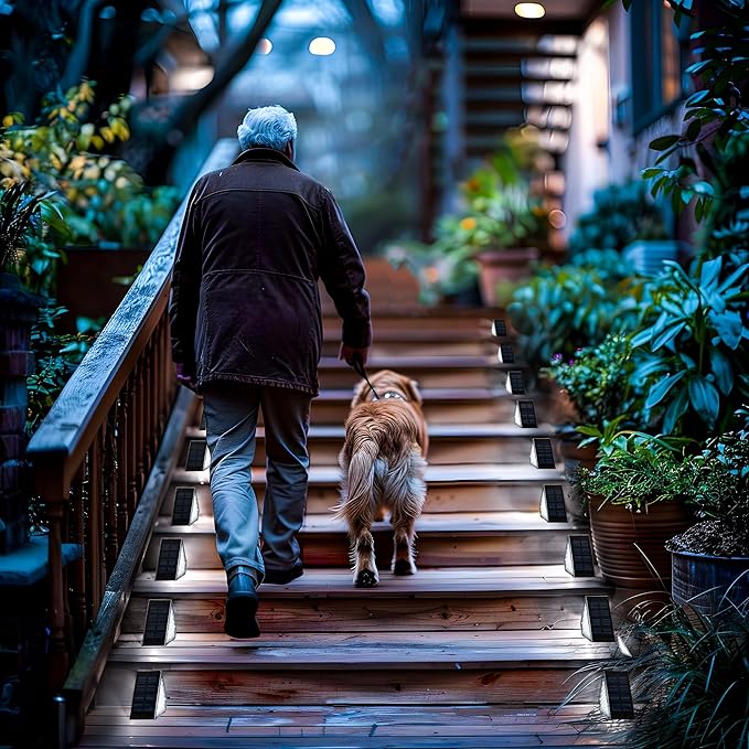 SOLPEX Solar Step Lights for Outside, 24 LEDs Solar Stair Lights Outdoor Waterproof Decor for Stair, Porch, Step, Deck, Fence, Front Door, Balcony, Patio, Wall, Yard, Garden(2 Pack, Cold White)