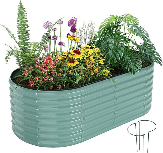 Galvanized Metal Planter Raised Garden Bed Kit for Gardening Outdoor，6x3x2ft Planter Grow Garden Box Raised Flower Bed，Long Vegetable Clearance Herb Raised Garden Beds for Container Gardening