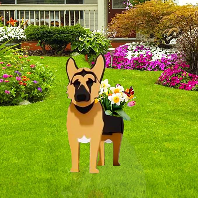 German Shepherd Dog Planter Plant Pots,Cute Garden Dog Flower Planter,Dog Planters Birthday Gifts for Women,Office,Indoor/Outdoor Decor(9.45 * 5.51 * 13.82in)