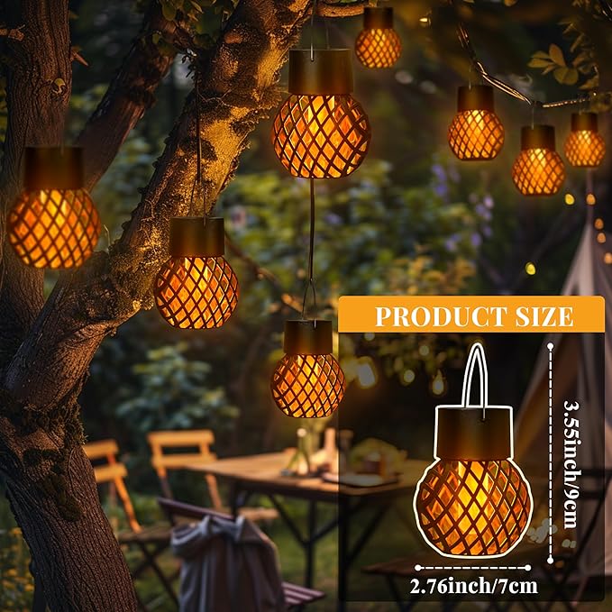 GIGALUMI 24 Pack Solar Lanterns for Outside,Solar Hanging Lights Outdoor Waterproof with Flickering Flame,Solar Powered Outdoor Lights Garden Decor for Yard,Patio,Tree,Camping,Festival Decoration