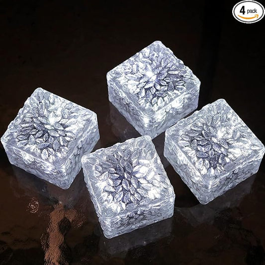 Solar Brick Lights, Outdoor Solar Lights, Outdoor Waterproof Patio Brick Lights, 2.8 * 2.8in Garden Decor for Outside 4 Packs for Patio,Yard,Walkway,Pathway Decor