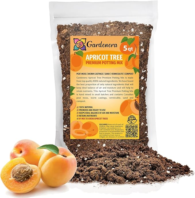 Premium Apricot Potting Soil Mix - Ideal Nutrient Blend for Growing Robust, Flavorful, and Bountiful Apricots - 5 Quart