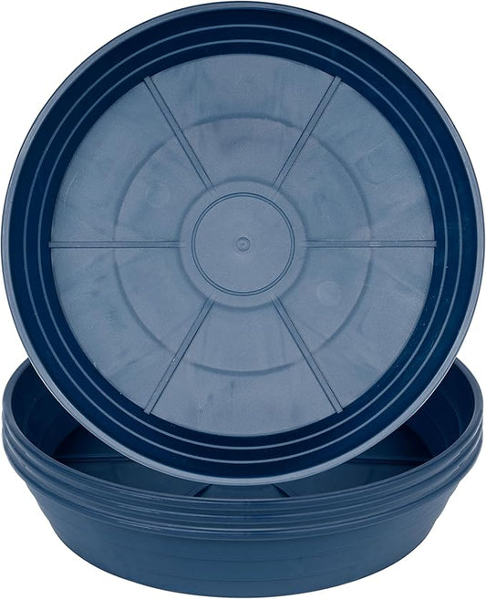 Plant Saucer 8 Inch 4 Pack 6 8 10 12 14 16 18 20 25, Plastic Plant Trays for Pots，Extra-Deep Plant Water Dray Tray, Bird Bath Bowl, Heavy Flower Plant saucers Indoors and Outdoor No Holes 8in-4 blue