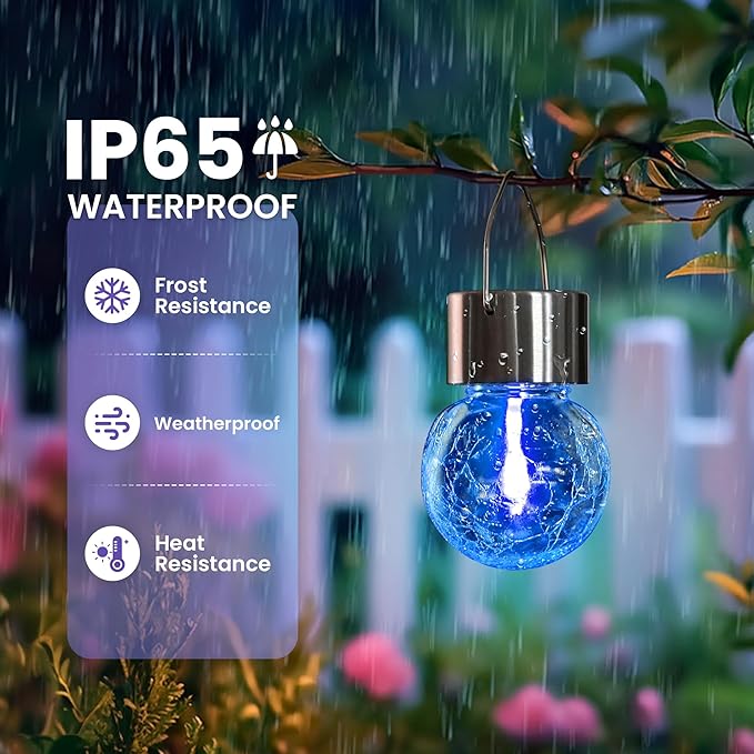 Hanging Solar Lights Outdoor,New Upgraded Moving Led Beads,Solar Powered Waterproof Lighting,12 Pack Hanging Globe Solar Lights for Garden Yard Fence Christmas Decoration (Multiple Colors)