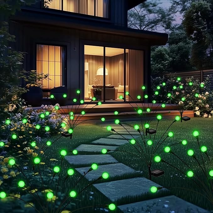 Solar Garden Lights,Solar Firefly Lights for Outdoor,Waterproof Garden Decor for Yard Patio Pathway Lawn, Green
