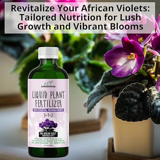 3-1-2 African Violet Fertilizer for Indoor Plants: Liquid Fertilizer with Essential Micronutrients Drops - Plant Food for African Violets (32 OZ)