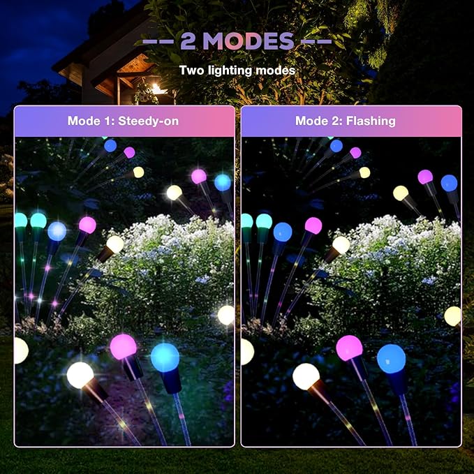 Solar Garden Lights Christmas Decorations, Upgraded Solar Lights Outdoor, 4-Pack Solar Swaying Light-Sway by Wind, 32 LED Firefly Lights Solar Outdoor for Yard Christmas Decor (Colorful)