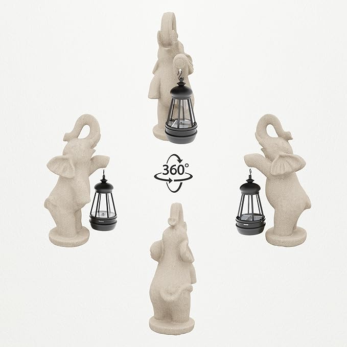 Solar Garden Statue 10 Inch Elephant Decor for Outside Yard Decoration Outdoor Unique Housewarming Gardening Birthday Gifts for Women Grandma