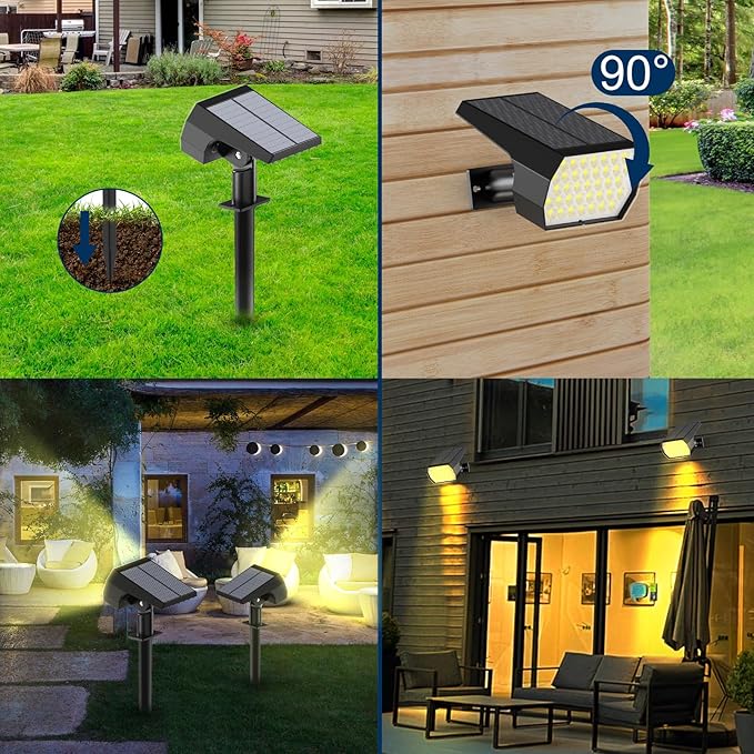 Solar Spot Lights Outdoor, [4 Pack/7 Colors/37 LED] 2-in-1 Solar Landscape Spotlights, IP65 Waterproof Auto On/Off Solar Powered Security Lights for Yard Garden Pathway Walkway