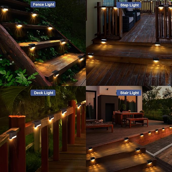 pearlstar Solar Deck Lights Outdoor,24 Pack Solar Deck Lights Outdoor Waterproof Led,for Stairs,Step,Fence,Yard,Patio,Driveway,Pathway,Yard,Backyard and Garden(Brown)