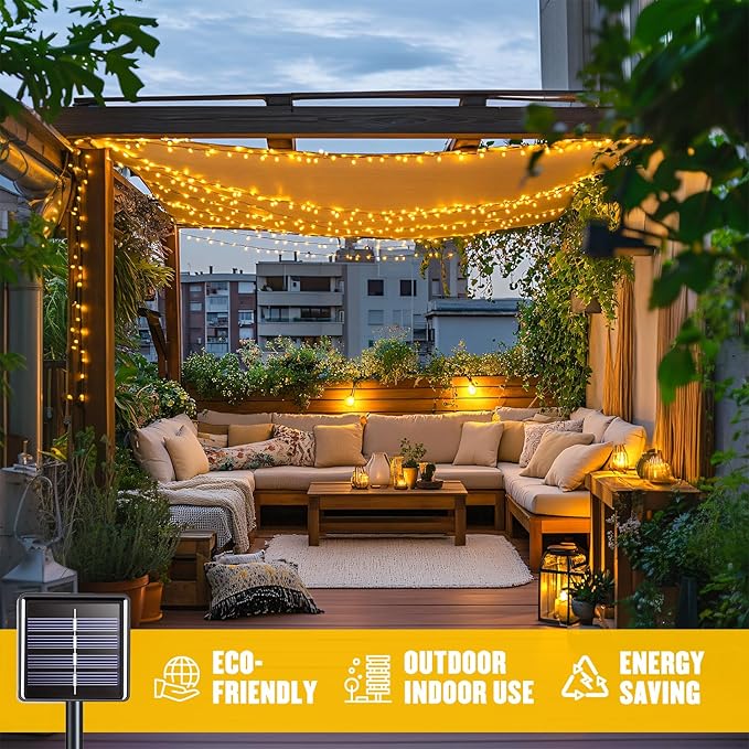 JMEXSUSS 2 Pack Solar String Lights Outdoor Waterproof, Each 33 FT 100 LED Solar Tree Lights Outdoor for Outside Tree Christmas Garden Patio Decor（Warm White）