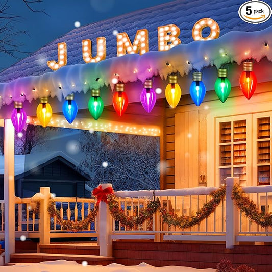 Hanging Christmas Decoration Outdoor - 8.5 FT 5 LED Jumbo Christmas Pathway Lights, Multicolor Christmas Walkway Lights, Waterproof Giant Christmas Lights Outdoor Decoration for Holiday Roof Yard Lawn