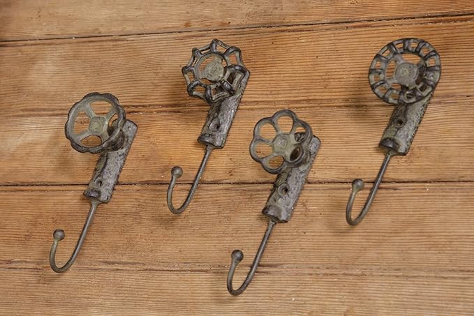 Your Hearts Delight Rustic Metal Garden Faucet Wall Hooks, 2 by 5-1/2-Inch