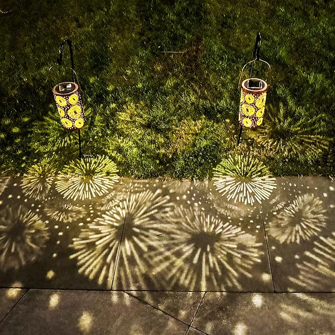 Mothers Day Gifts, 4 Pack Fireworks Solar Gardening Gifts Lanterns, Garden Decor for Outside, Solar Decorative Lights Waterproof, Outdoor Gifts for Women Mom Grandma, Yard Gifts for Patio, Pathway