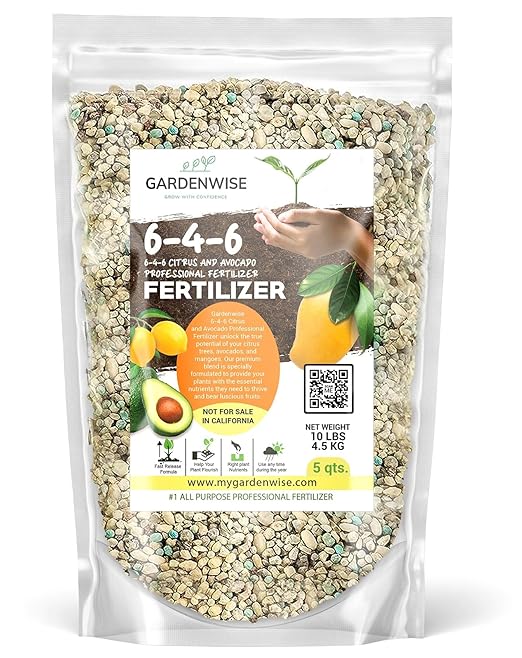 6-4-6 Avocado and Citrus Tree Professional Fertilizer Plant Food for Outdoor/Indoor Gardening; Quick-Release Nitrogen Fertilizer; Orange, Lime, Avocado and Lemon Tree Fertilizer (10 QUARTS)