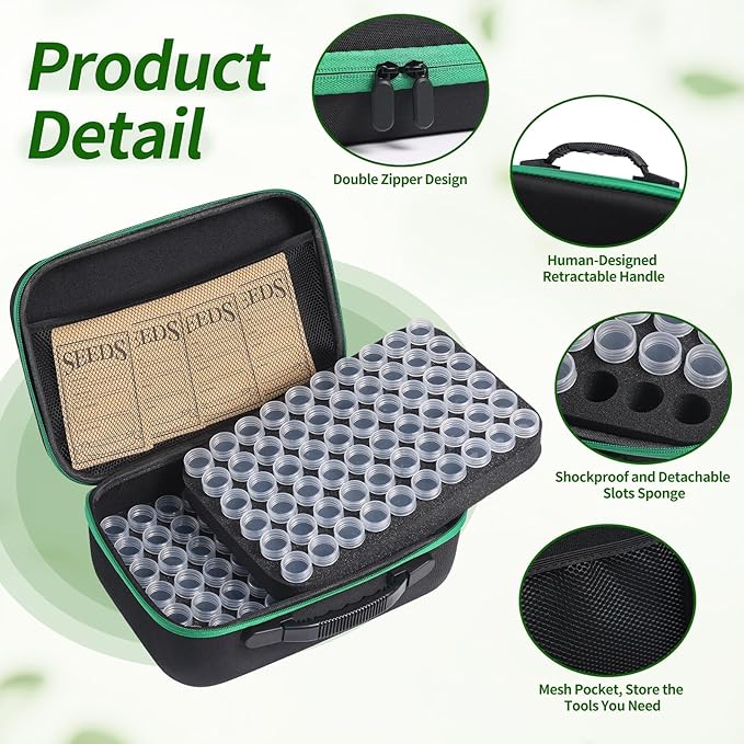 Seed Storage Box, Portable Seed Saving Box, Sturdy Seed Organizer Kit Seed Envelopes Funnel Label, Seed Container for Flower Plants Vegetable Seed, L-120 Slots