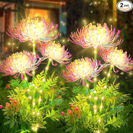 SunKite Solar Garden Lights, Solar Flowers Lights with Glowing Flowers & Stems, Upgraded Solar Panel, Solar Lights Outdoor for Garden,Yard Patio Pathway Decor, Gift for Mother （2 Pack）