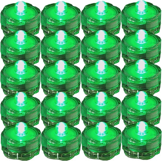 Bright LED Floral Tea Light Vase Submersible Lights for Party Wedding (Green, 30 Pack)