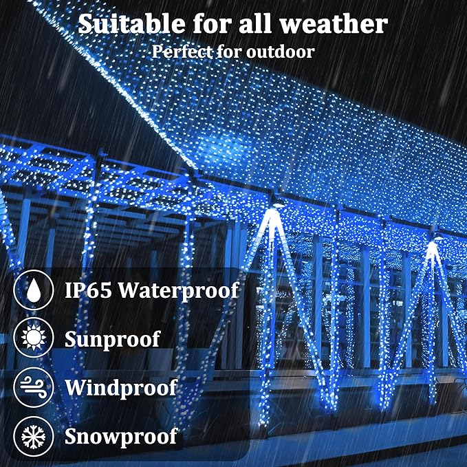 2-Pack 200FT Solar String Lights for Outside, 600 LED Extra-Bright Solar Light Outdoor with 19 Modes & Timer, Waterproof Fairy Solar Lights for Garden Patio Tree Christmas Decorations (Blue), 2021B