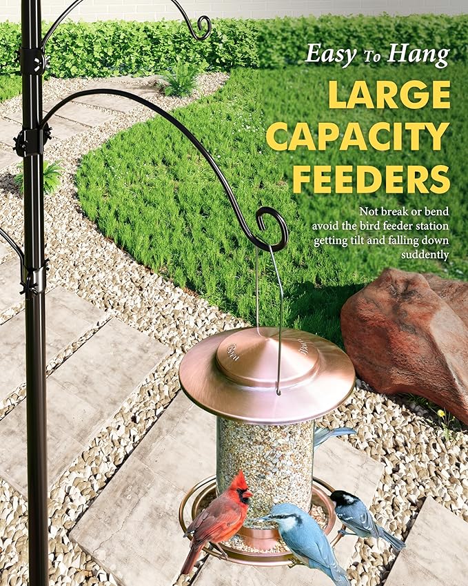 iBorn Bird Feeders Hangers for 1” Pole Stand Station Outdoor Hanging Hooks for Humming Bird Feeders for Outside Plant Hanger Hook Bracket Kit 12.2 Inch Long Metal Hooks for 1 Inch Pole, Pack of 2