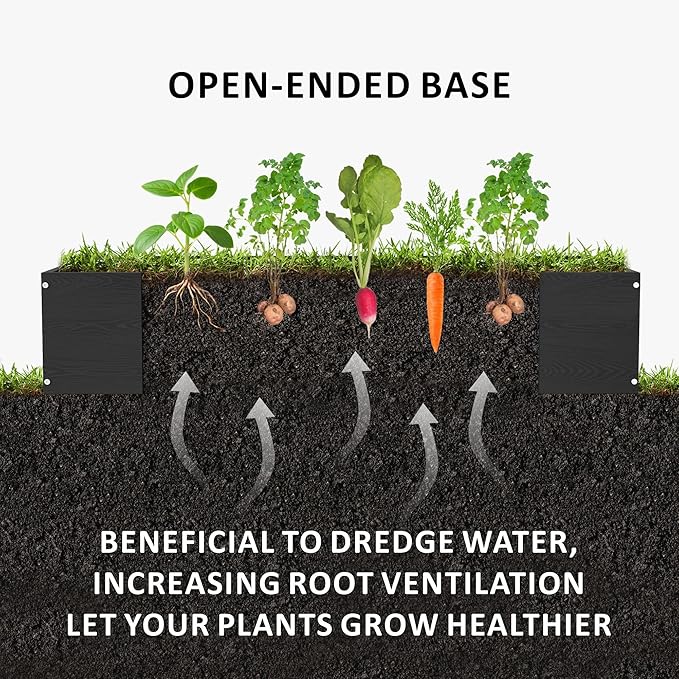 Raised Garden Bed 47.24 * 24.4 * 9.65 in,HDPE Vegetable Planter Bed Outdoor,Elevated Horticulture Planter Bed,Waterproof,Rot-Resistant and Non-Cracking Above Ground Garden Bed(Black)