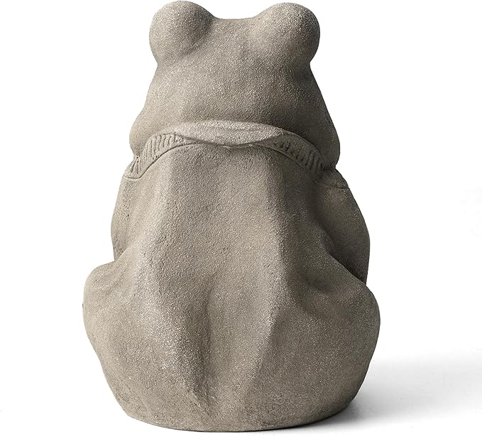 Glitzhome MGO Faux Concrete Zen-Style Frog Garden Statue Indoor and Outdoor Decoration, 16.75" H