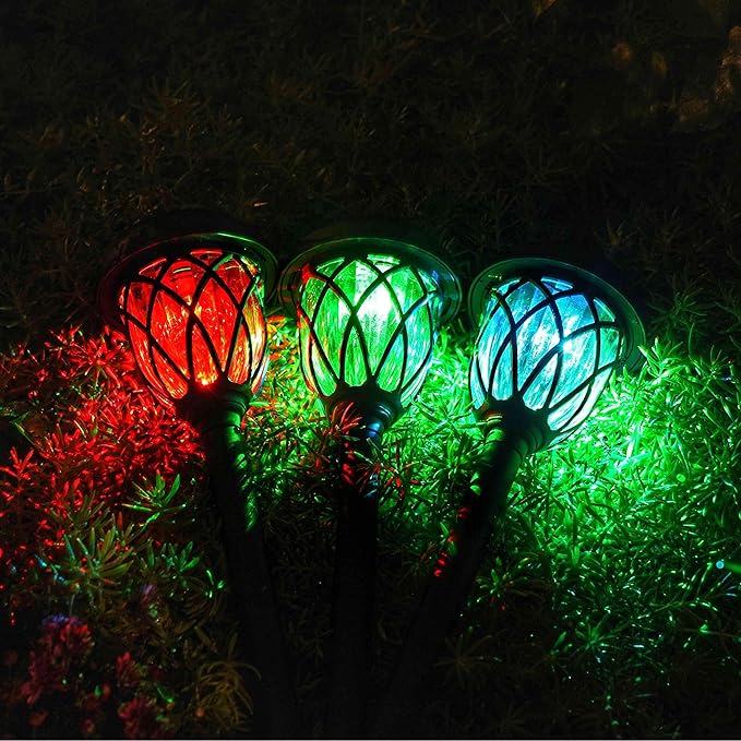 10 Pack Color Changing Solar Lights Outdoor Decorative for Garden Pathway Walkway, Solar Outdoor Decorations for Patio Garden Christmas.