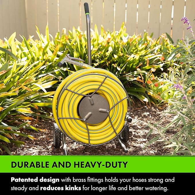Yard Butler Compact Hose Reel Cart with Wheels Heavy Duty 100 Foot Metal Hose Reel Suitable for Gardens, Lawns and Outdoor - IHTC-1