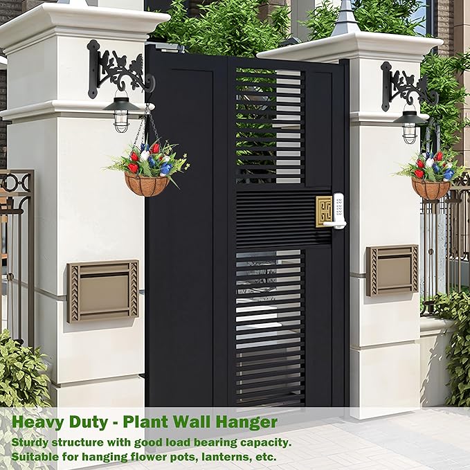 4 Pack Wall Plant Hanger,9 in Heavy Duty Hanging Plant Bracket,Metal Plant Hooks for Outdoor or Indo or Hanging Flower Baskets,Solar Lanterns,Bird Feeder