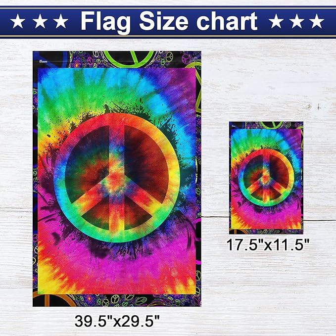 FLAGWIX Hippie Peace Flag, Boho Hippie Decoration Flags - House Flag 30x40, Decorations For Home, Outside - Peace Sign, Boho, Hippie Decor, Double Sided, Heavy Duty Canvas Flag Indoor Outdoor