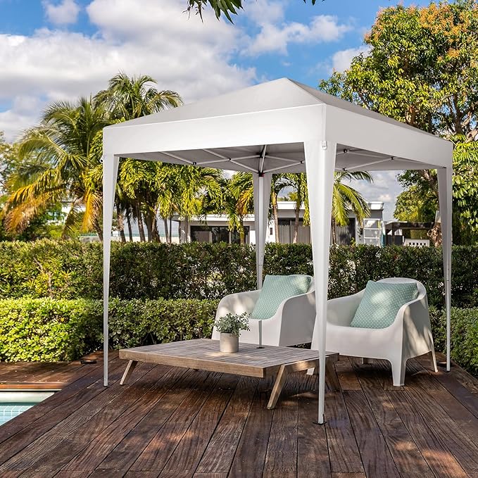 Outvita 6.5x6.5ft Pop Up Canopy Tent, Outdoor Instant Shelter Folding Canopy with Carry Bag for Commercial Events, Party, Backyard BBQ, Camping White