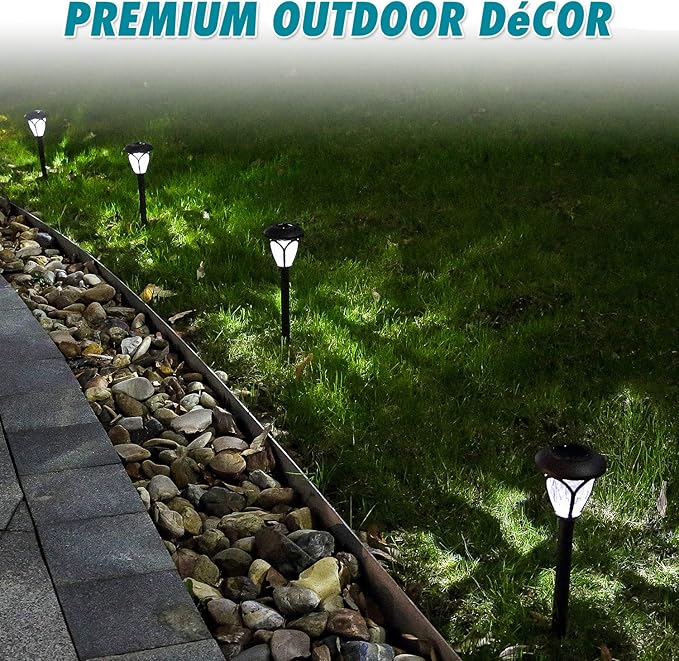 HECARIM Solar Lights Outdoor, 10 Pack Solar Pathway Lights, Solar Powered Garden Lights, Waterproof LED Solar Landscape Lights for Walkway, Pathway, Lawn, Yard and Driveway…