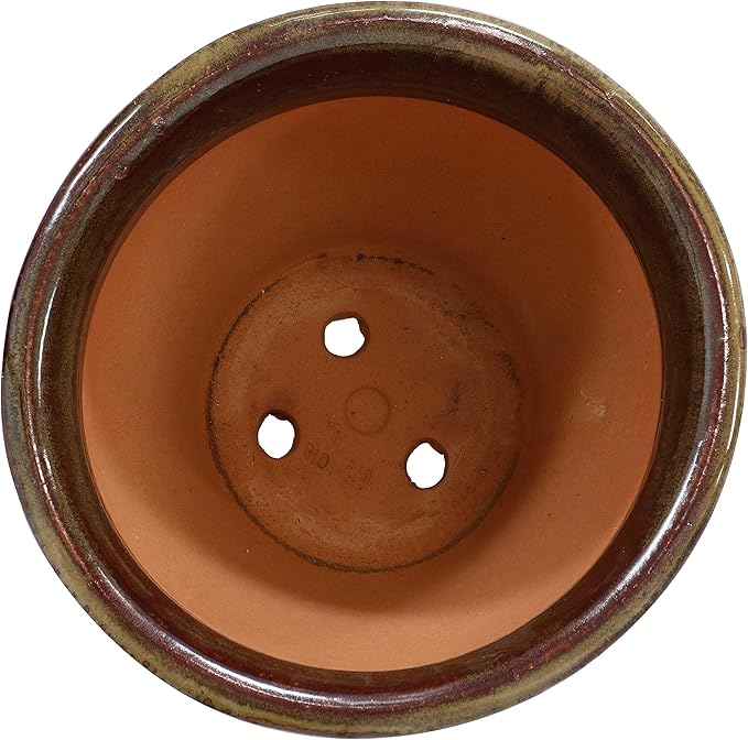 Sunnydaze Studio Large Ceramic Plant Pot - Round Outdoor Glazed Ceramic Planter Pot with Drainage - Forest Lake Green - 14.5"