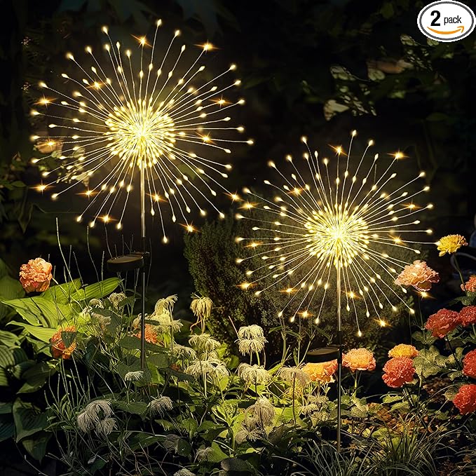 GIGALUMI Garden Outdoor Decor Lights 120LED 2Pack, Solar Garden Lights for Yard Outside Fairy Decorative,Solar Powered for Yard Pathway Flowerbed Planter Balcony Patio Decor（Warm White）