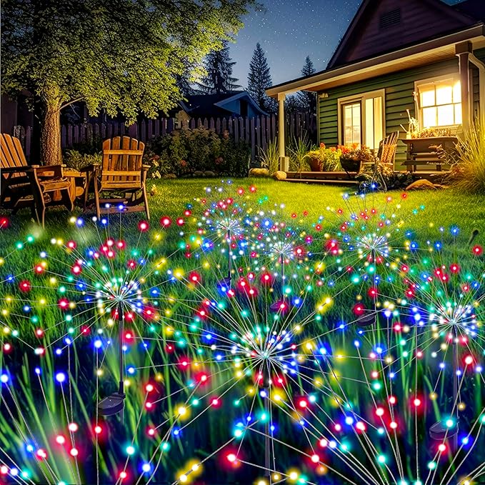 GIGALUMI Garden Outdoor Decor Lights 120LED 6Pack, Solar Garden Lights for Yard Outside Fairy Decorative,Solar Powered for Yard Pathway Flowerbed Planter Balcony Patio Decor（Multicolor）
