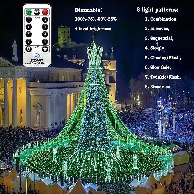 KNONEW 403ft 1000 LED Christmas String Lights Outdoor 8 Modes & Timer Fairy Light Plug in Waterproof LED Fairy Lights for Xmas Yard Tree Wedding Party Holiday Decorations (Green)