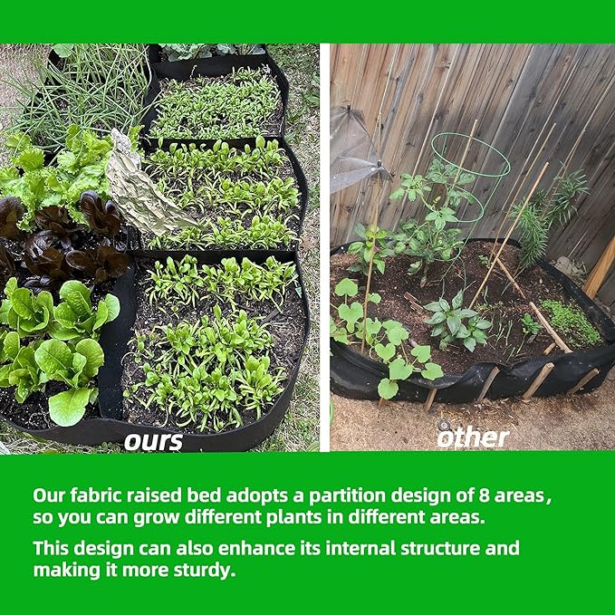 CJGQ Fabric Raised Garden Bed 6x3x1ft Garden Grow Bed Bags for Growing Herbs, Flowers and Vegetables 128 Gallon