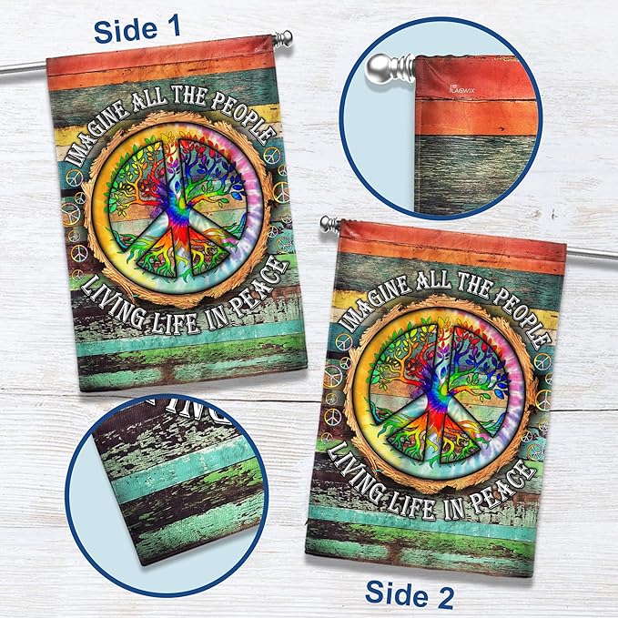FLAGWIX Peace Sign Flag, Hippie Decorations - 4th of July Decorations For Home, Yard Decor, House Flag 30x40 - Peace Sign, Hippie, Boho Decor, Double Sided, Heavy Duty Canvas Flag Indoor Outdoor