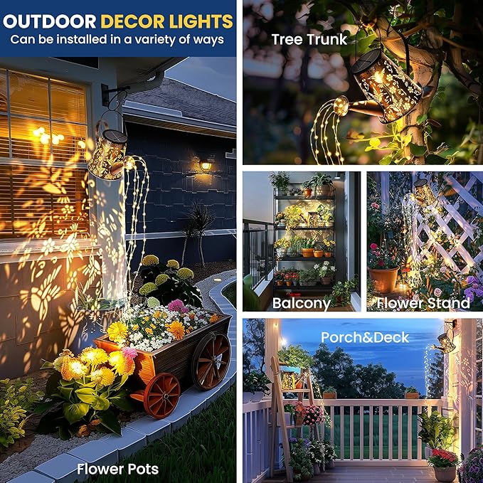 Solar Lights Outdoor Garden Decor, Large Lanterns Watering Can Lights Gardening Gifts for Mom Women Grandma Birthday, Hanging Lights Outdoor Decoration for Yard Porch Patio Backyard
